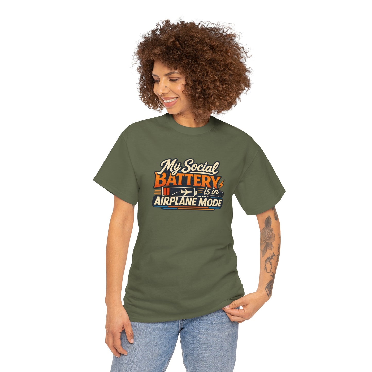 Airplane Mode Tee - "My Social Battery Is In Airplane Mode" Graphic Shirt