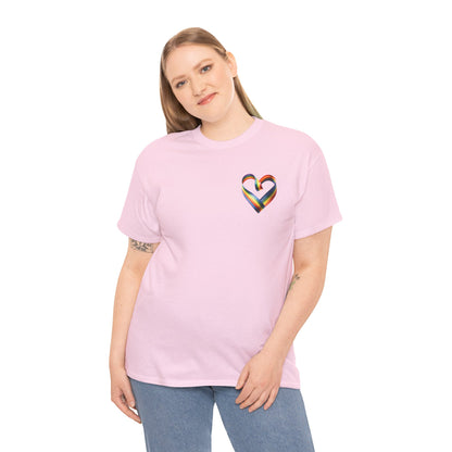 Minimalist Pride Heart T-Shirt – Subtle LGBTQ+ Rainbow Graphic Tee