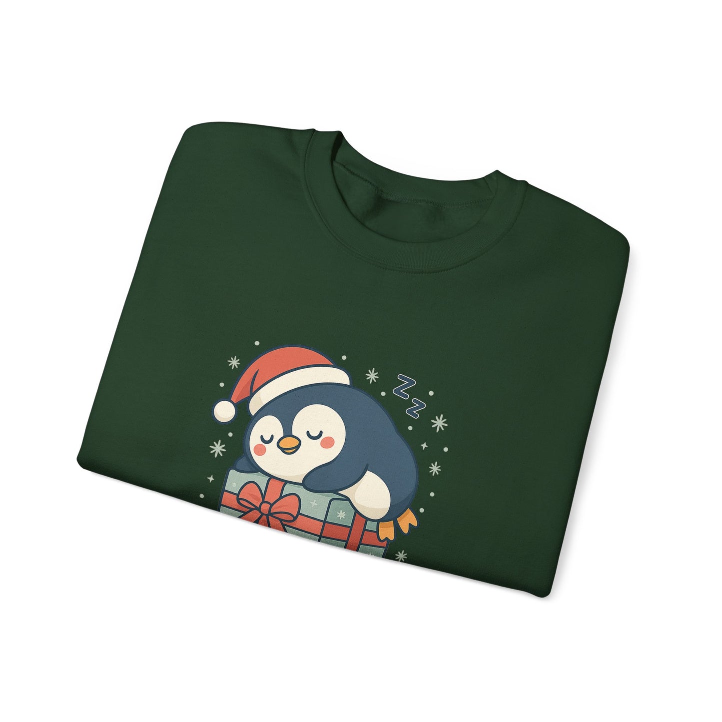 Christmas Penguin Sweatshirt — "All I Want for Christmas Is a Nap" Cozy Holiday Crewneck