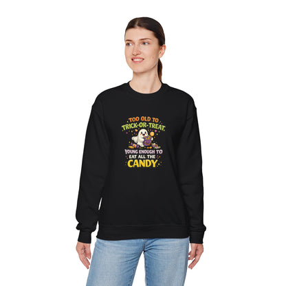Too Old to Trick-or-Treat Shirt | Funny Halloween Candy Sweatshirt