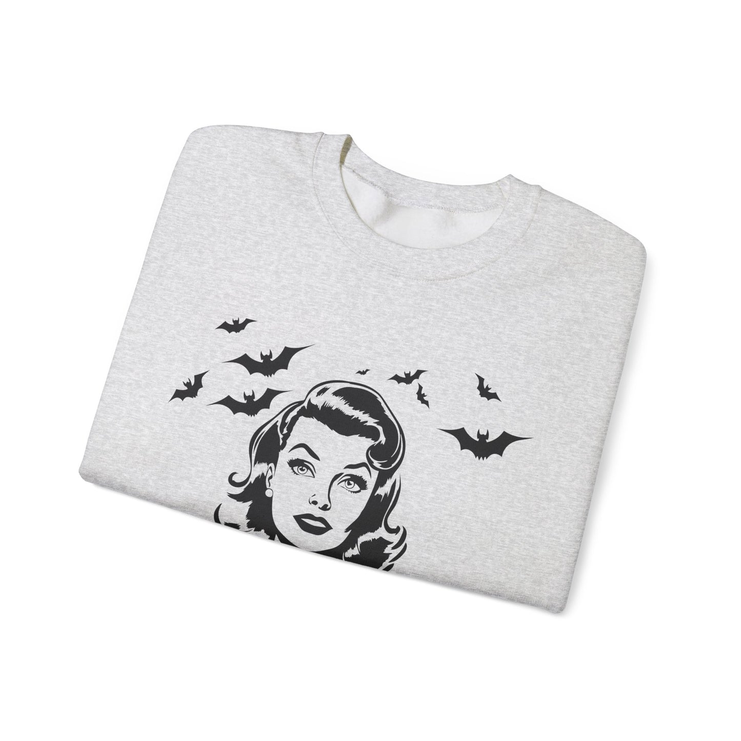 Vintage Halloween Woman Sweatshirt | Retro Bat Graphic Spooky Season Crewneck