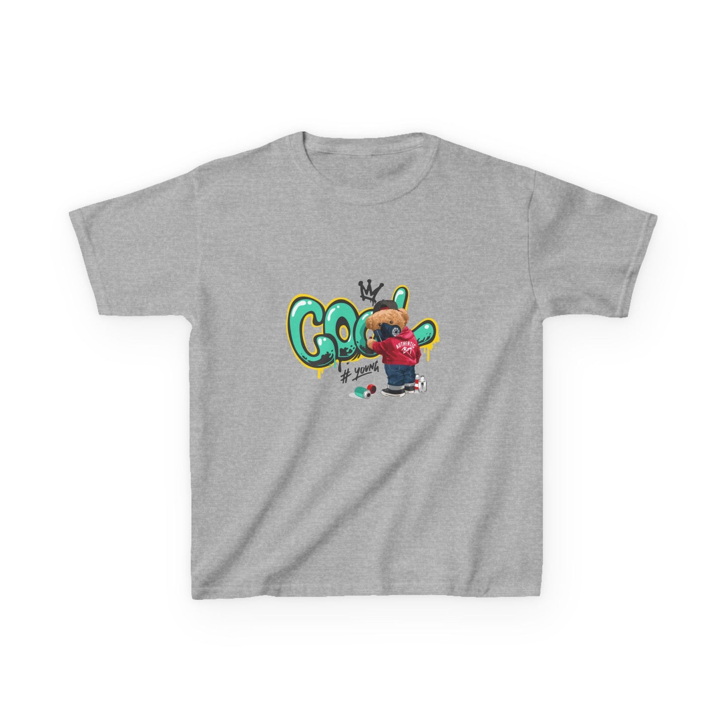 COOL Teddy Bear Graphic Kids' T-Shirt – "Authentic Boy" for Little Trendsetters!
