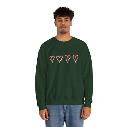 Candy Cane Hearts Sweatshirt – Sweet and Cozy Christmas Holiday Pullover