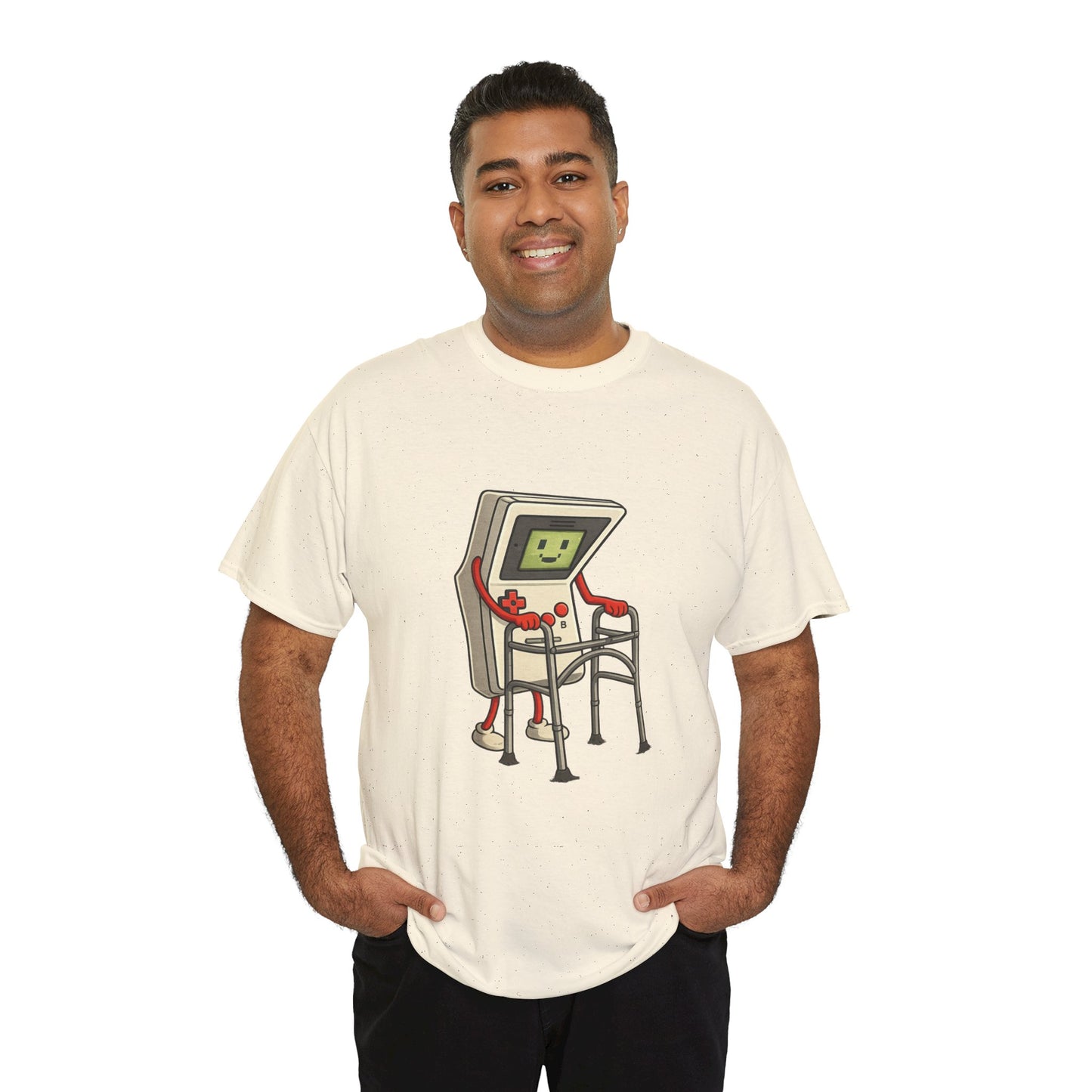 Aging Retro Gamer With Walker – Funny Old School Gamer Shirt