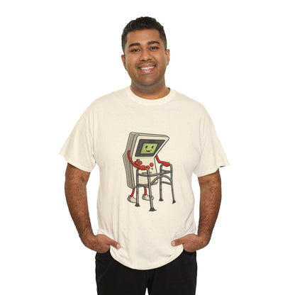 Aging Retro Gamer With Walker – Funny Old School Gamer Shirt