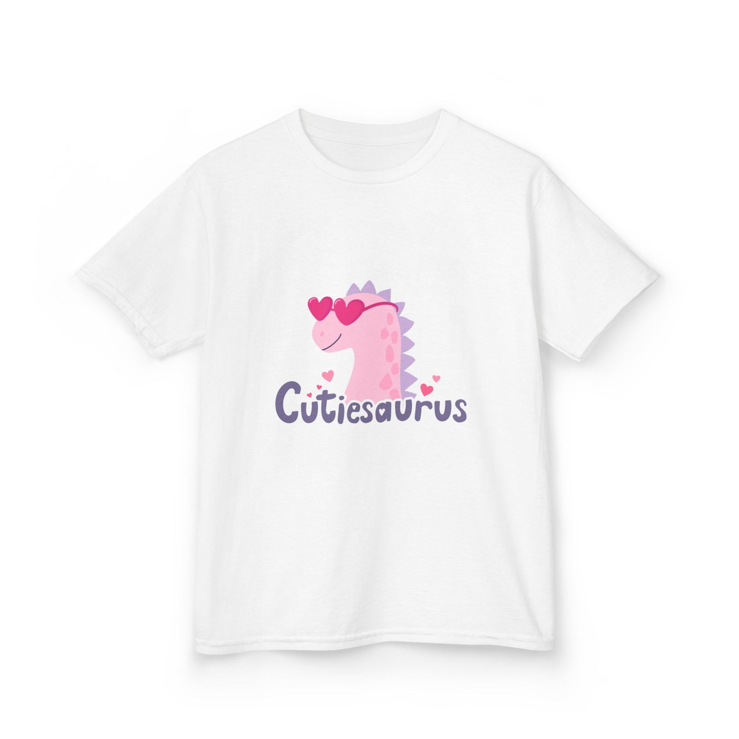 Kids T-Shirt — "Cutiesaurus" Pink Heart Dinosaur Tee
