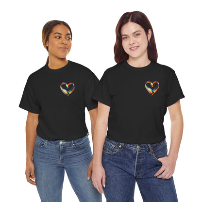 Minimalist Pride Heart T-Shirt – Subtle LGBTQ+ Rainbow Graphic Tee