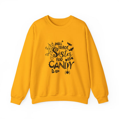Will Trade Sister for Candy Halloween Sweatshirt – Funny Graphic Crewneck