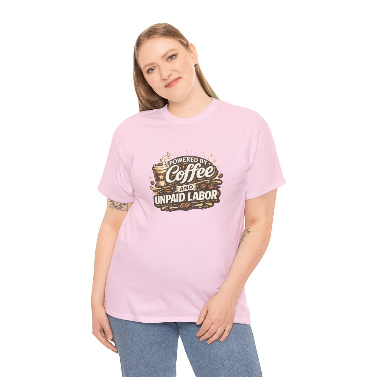 Powered by Coffee and Unpaid Labor Funny Mom Shirt