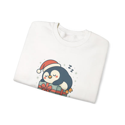 Christmas Penguin Sweatshirt — "All I Want for Christmas Is a Nap" Cozy Holiday Crewneck