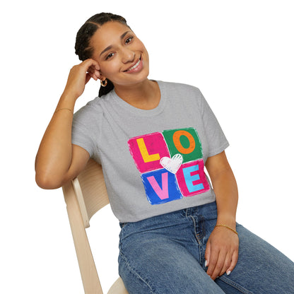 Colorful LOVE Pop Art Heart Graphic T-Shirt