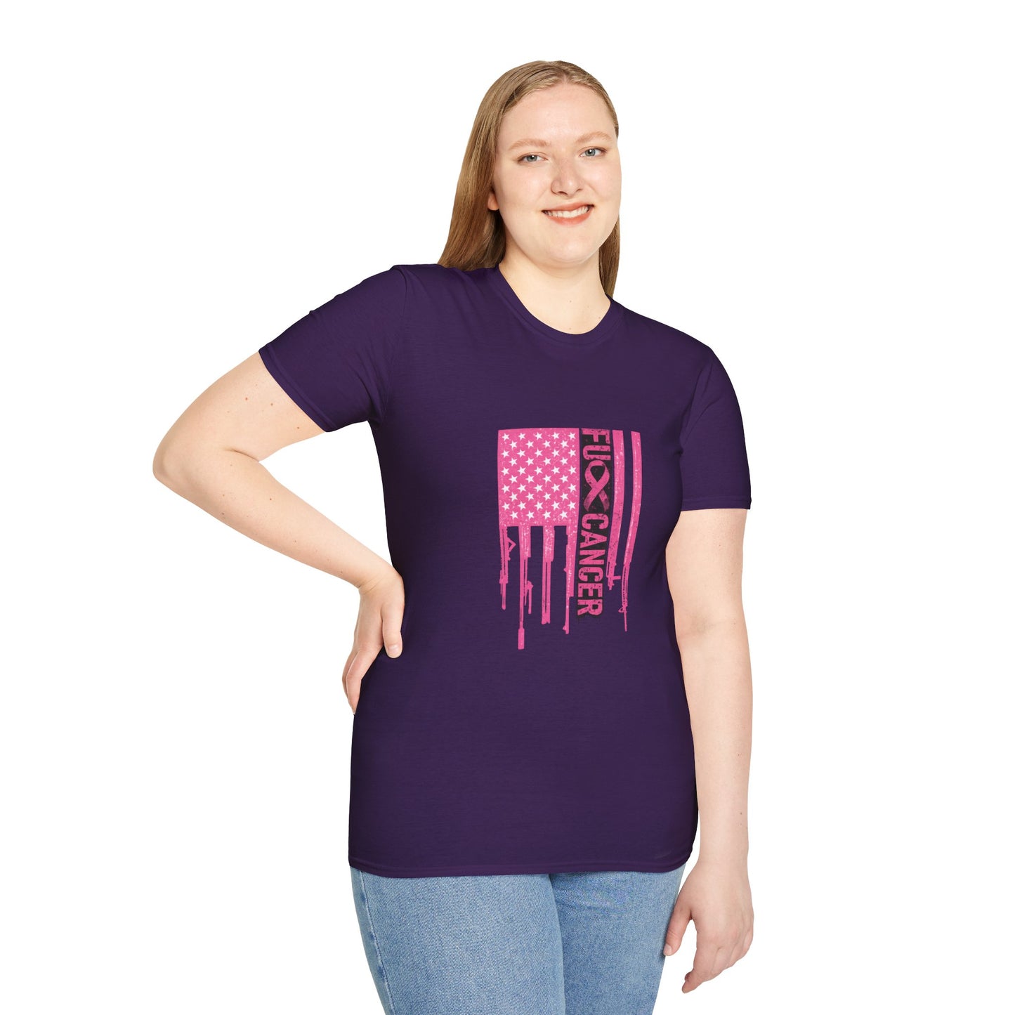 Breast Cancer Awareness Flag T-Shirt — Pink "Kick Cancer" Drip Design