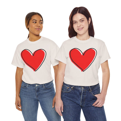 Red Heart Valentine’s Day T-Shirt – Cute Love Shirt for Couples, Romantic Gift Tee, Unisex Graphic Shirt