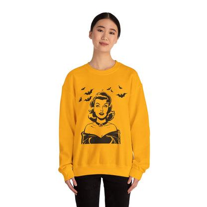 Vintage Halloween Woman Sweatshirt | Retro Bat Graphic Spooky Season Crewneck