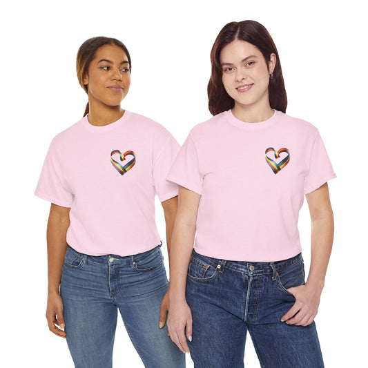 Minimalist Pride Heart T-Shirt – Subtle LGBTQ+ Rainbow Graphic Tee