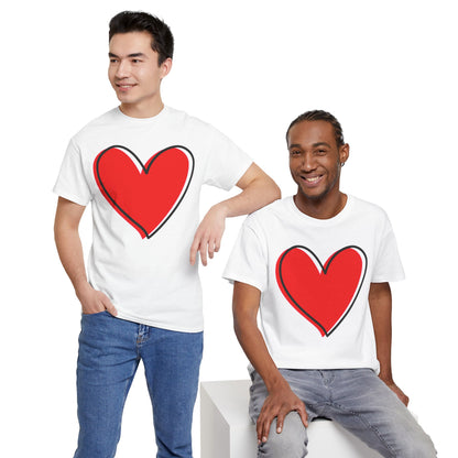 Red Heart Valentine’s Day T-Shirt – Cute Love Shirt for Couples, Romantic Gift Tee, Unisex Graphic Shirt