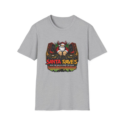 Santa Raves DJ Christmas Shirt | Funny Holiday DJ Graphic Tee