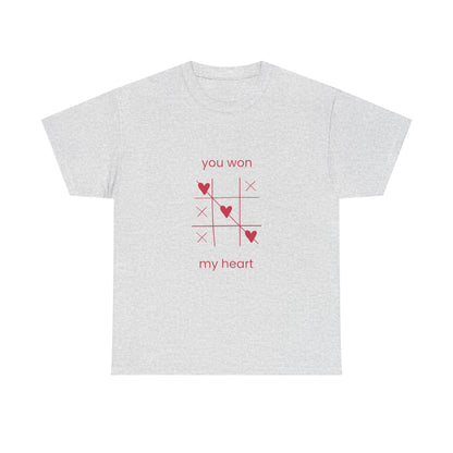 You Won My Heart Valentine Shirt – Cute Tic Tac Toe Love Tee, Romantic Gift for Her, Pink Valentine’s T-Shirt