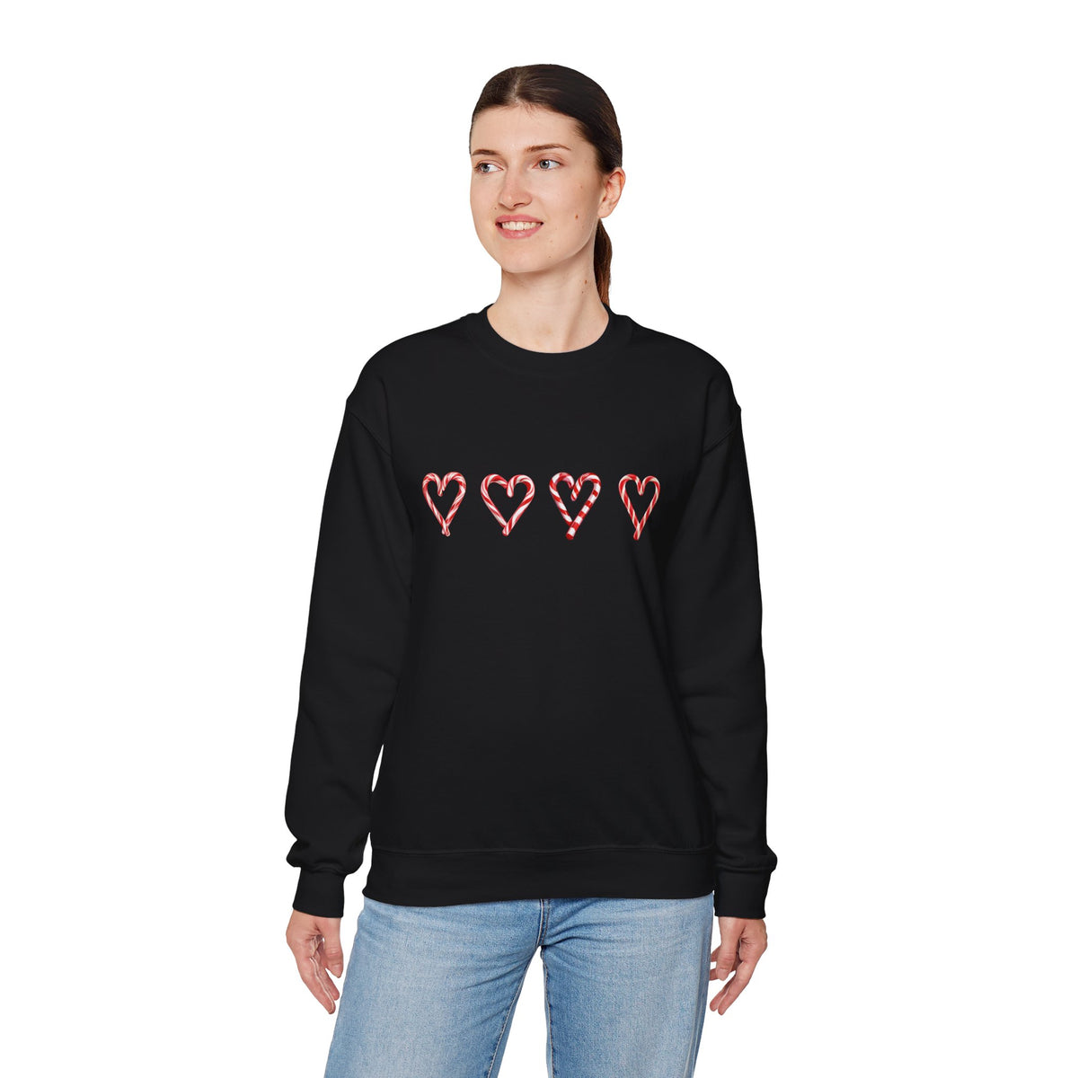 Candy Cane Hearts Sweatshirt – Sweet and Cozy Christmas Holiday Pullover