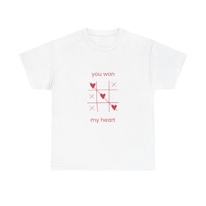 You Won My Heart Valentine Shirt – Cute Tic Tac Toe Love Tee, Romantic Gift for Her, Pink Valentine’s T-Shirt