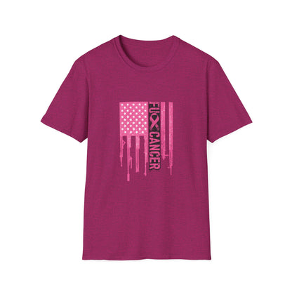Breast Cancer Awareness Flag T-Shirt — Pink "Kick Cancer" Drip Design