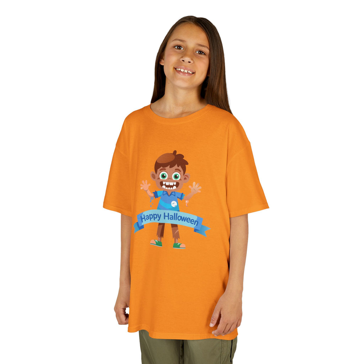 Happy Halloween: Fun Cartoon Boy Scary Face Graphic Kids' T-Shirt