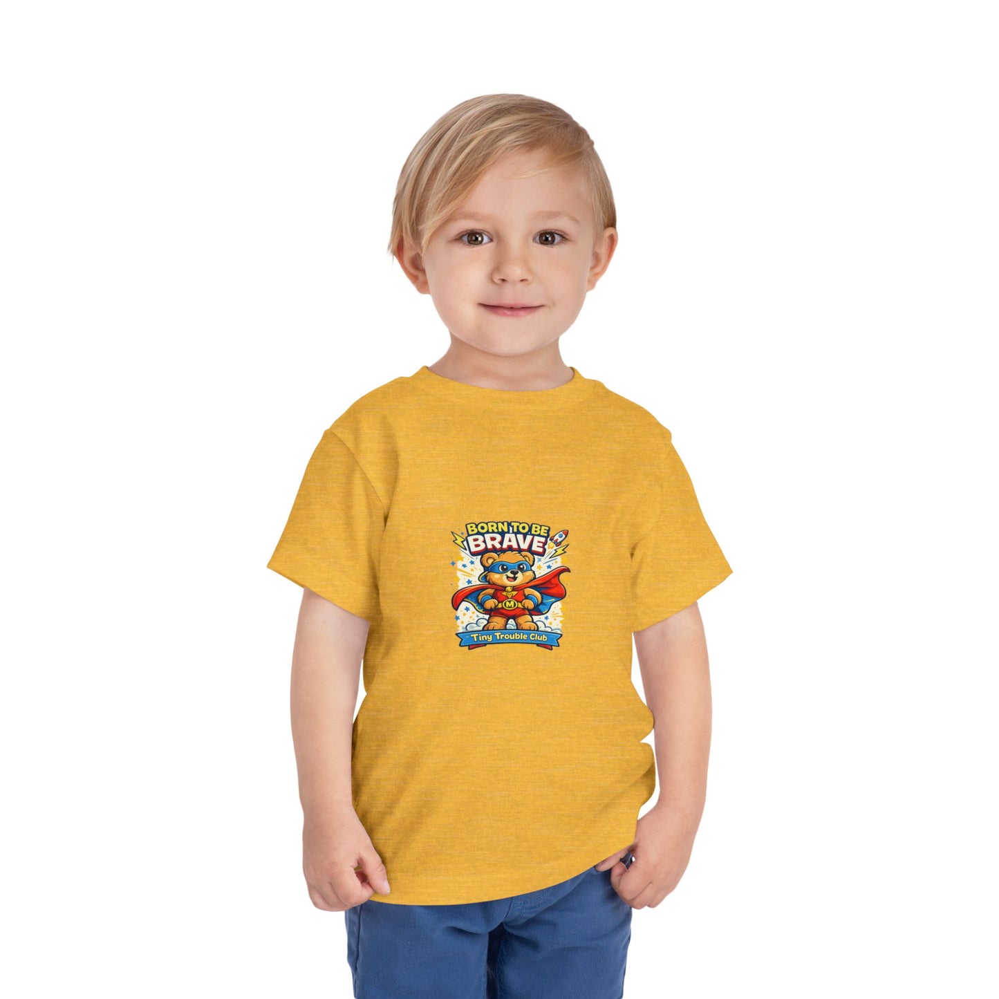 Brave Bear Kids Shirt – Tiny Trouble Club Superhero Toddler Graphic Tee