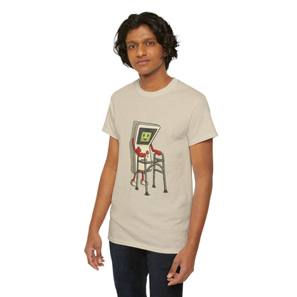 Aging Retro Gamer With Walker – Funny Old School Gamer Shirt