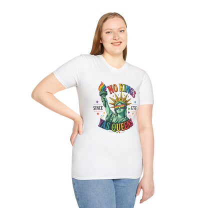 No Kings Since 1776 Yas Queens LGBTQ Pride Shirt | Statue of Liberty Rainbow Tee
