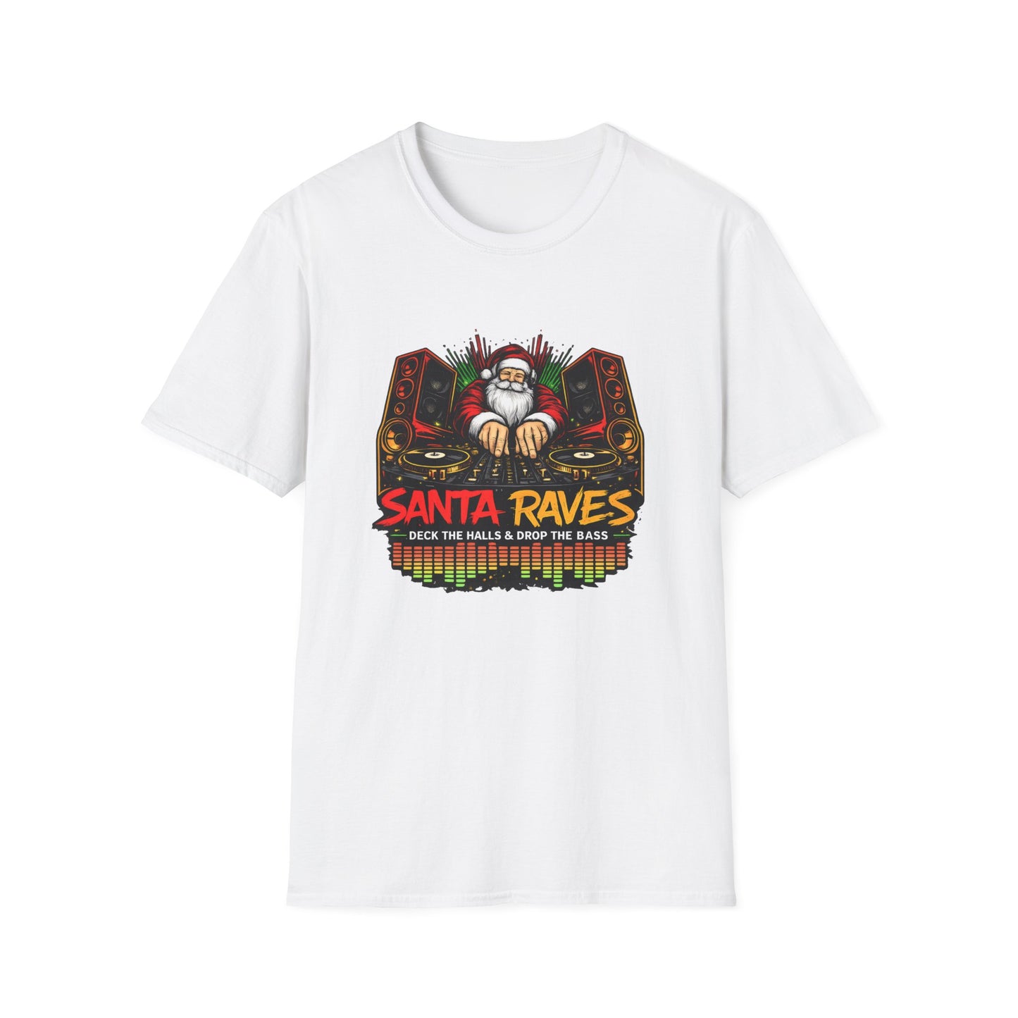 Santa Raves DJ Christmas Shirt | Funny Holiday DJ Graphic Tee