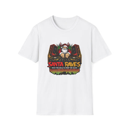 Santa Raves DJ Christmas Shirt | Funny Holiday DJ Graphic Tee