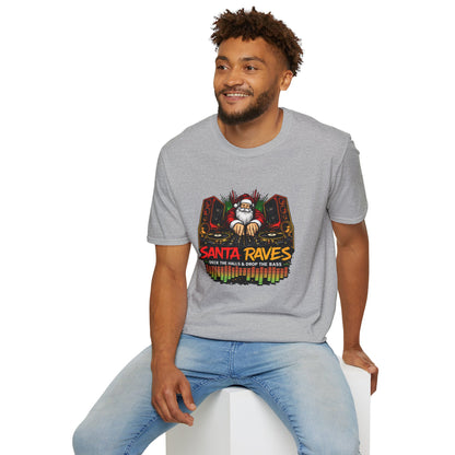 Santa Raves DJ Christmas Shirt | Funny Holiday DJ Graphic Tee