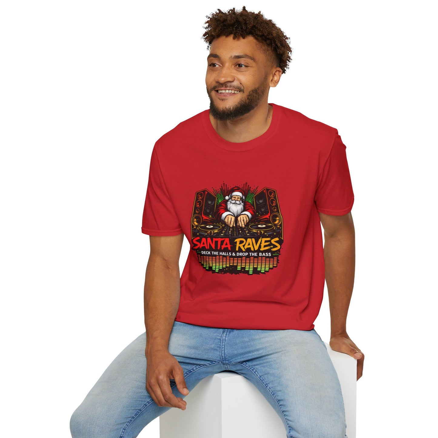 Santa Raves DJ Christmas Shirt | Funny Holiday DJ Graphic Tee