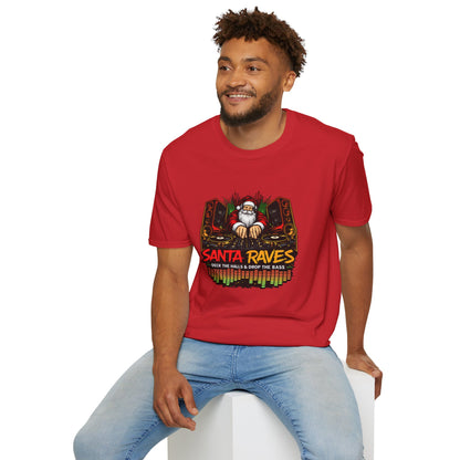 Santa Raves DJ Christmas Shirt | Funny Holiday DJ Graphic Tee