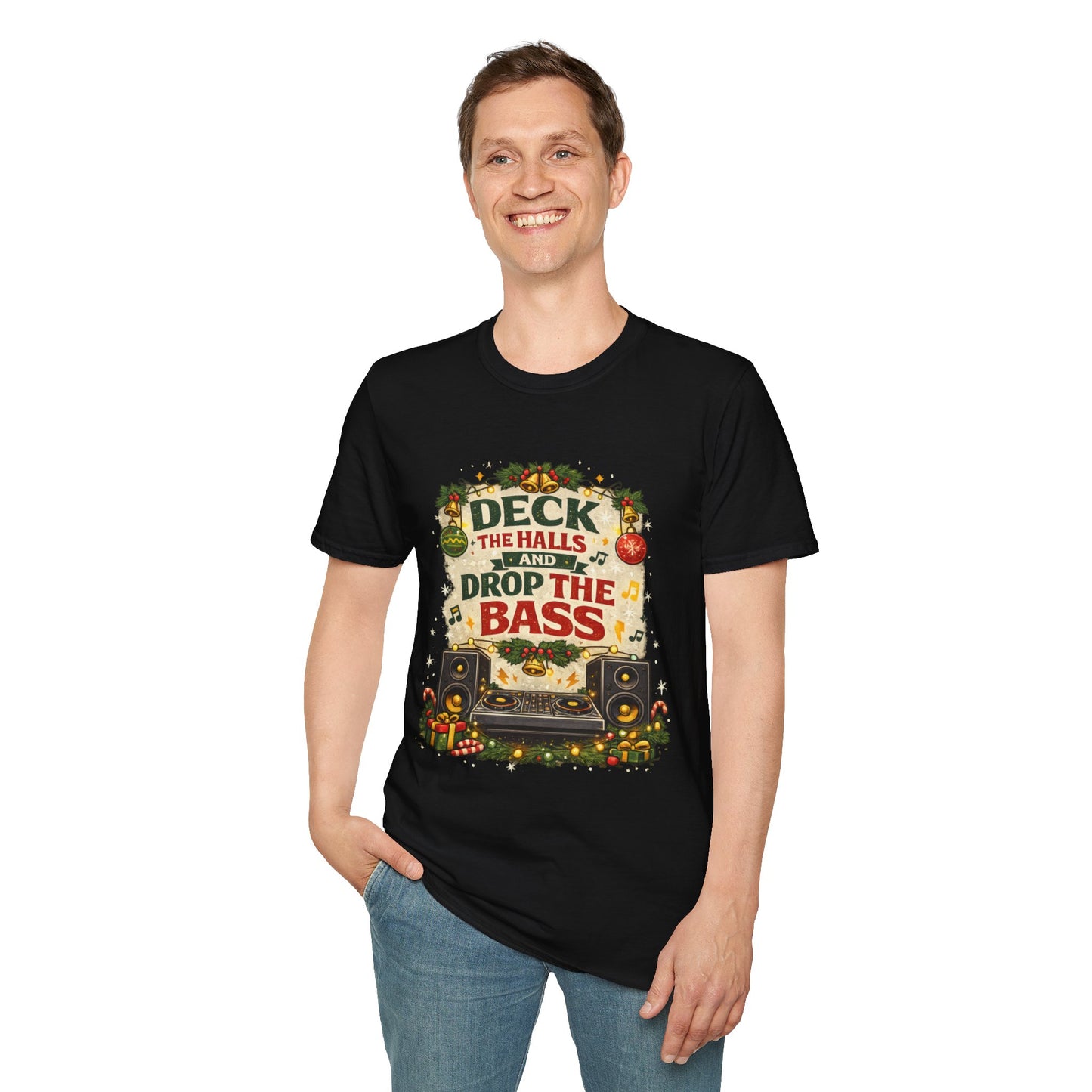 Deck the Halls and Drop the Bass Shirt | Funny DJ Christmas Tee