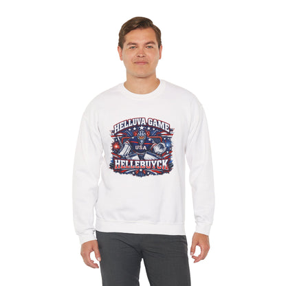 HelluVa Game Hellebuyck Sweatshirt – Red White & Blue Hockey Fan Sweatshirt