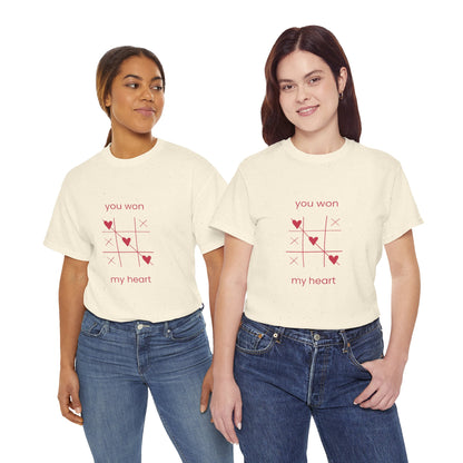 You Won My Heart Valentine Shirt – Cute Tic Tac Toe Love Tee, Romantic Gift for Her, Pink Valentine’s T-Shirt