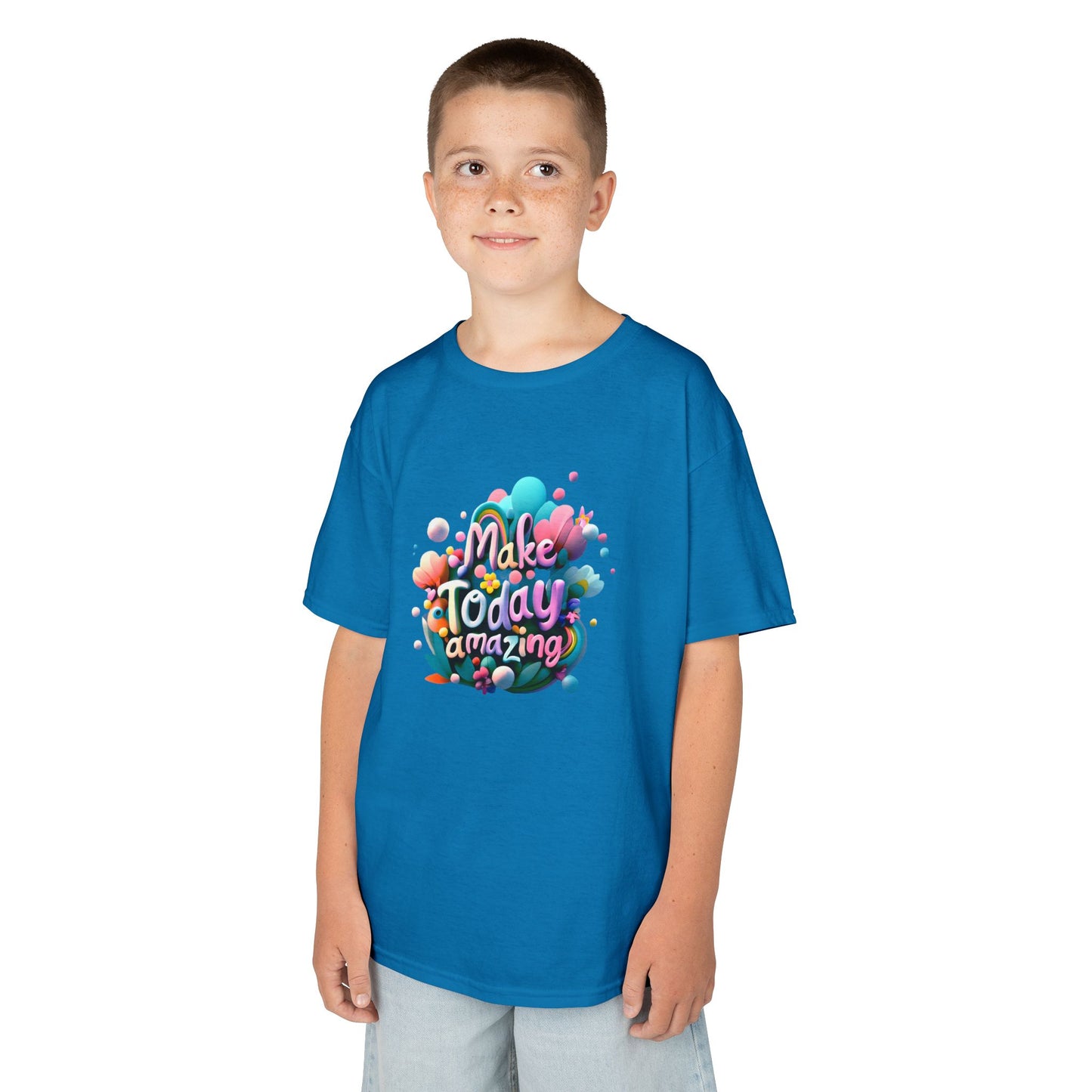 Make Today Amazing: Vibrant Rainbow Graphic Kids' T-Shirt – Inspire Positivity!