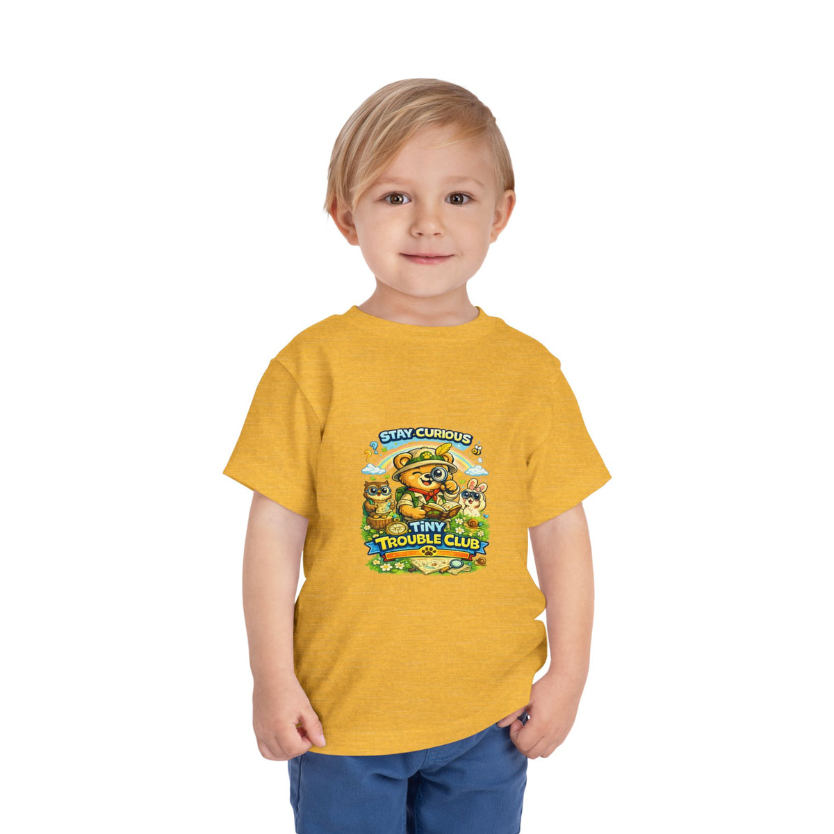 Curious Bear Kids Shirt – Tiny Trouble Club Explorer Toddler Graphic Tee