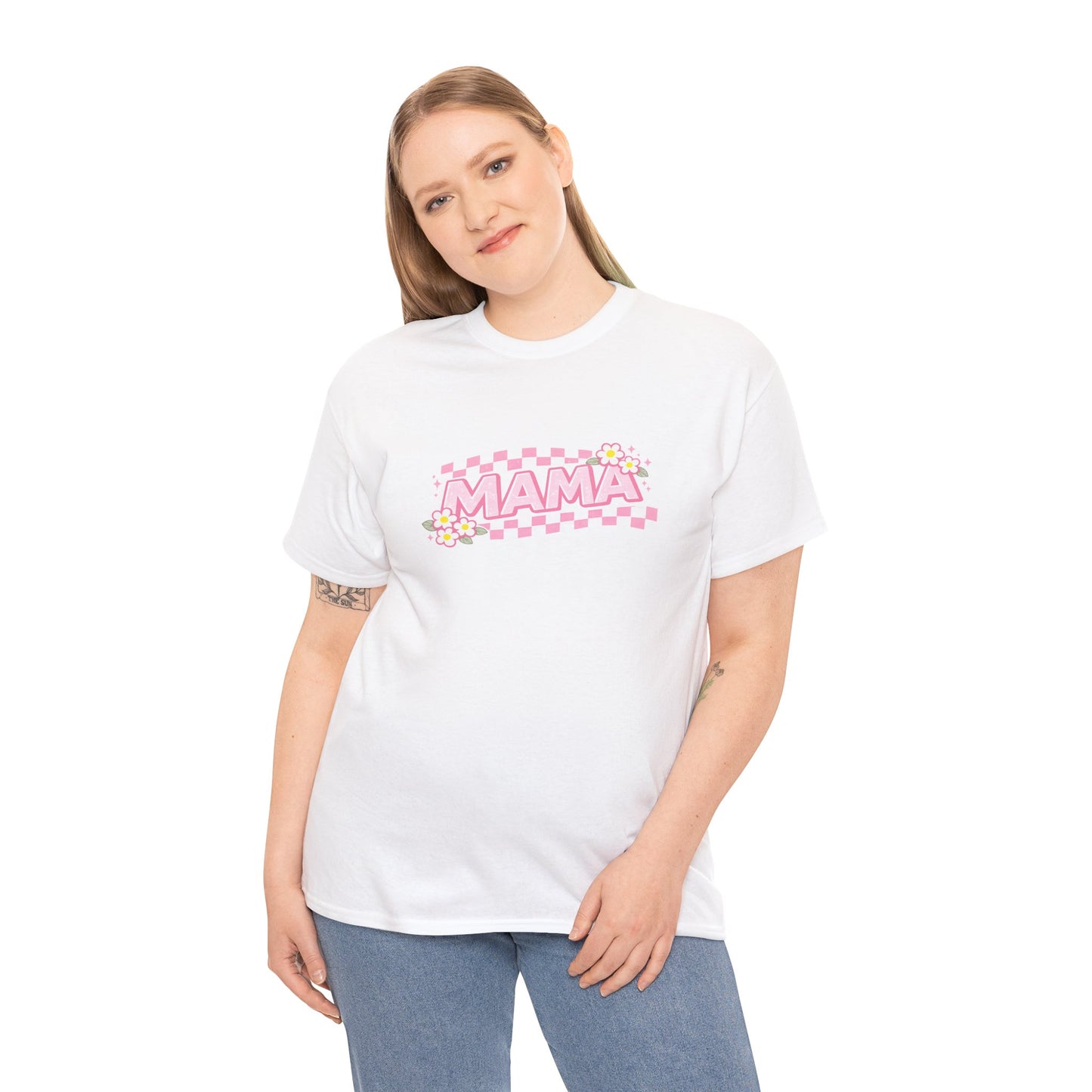 Mama Checkerboard Shirt – Trendy Floral Mom Tee
