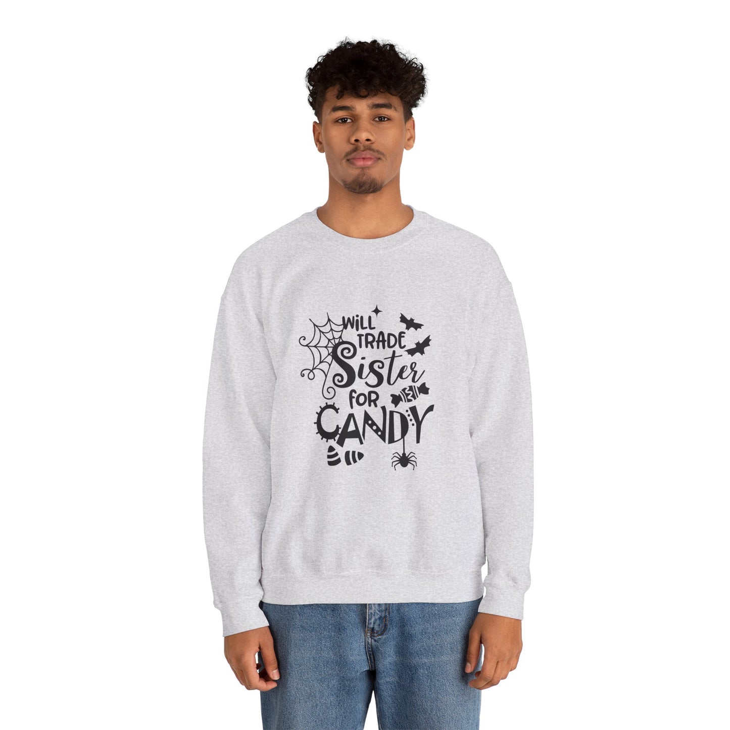 Will Trade Sister for Candy Halloween Sweatshirt – Funny Graphic Crewneck