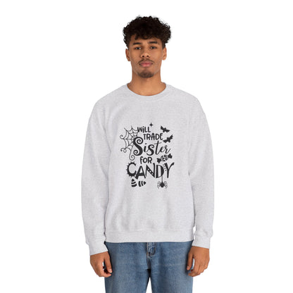 Will Trade Sister for Candy Halloween Sweatshirt – Funny Graphic Crewneck