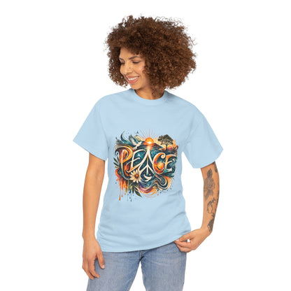 PEACE Watercolor Dove & Sunrise Shirt – Boho Groovy Typography Tee