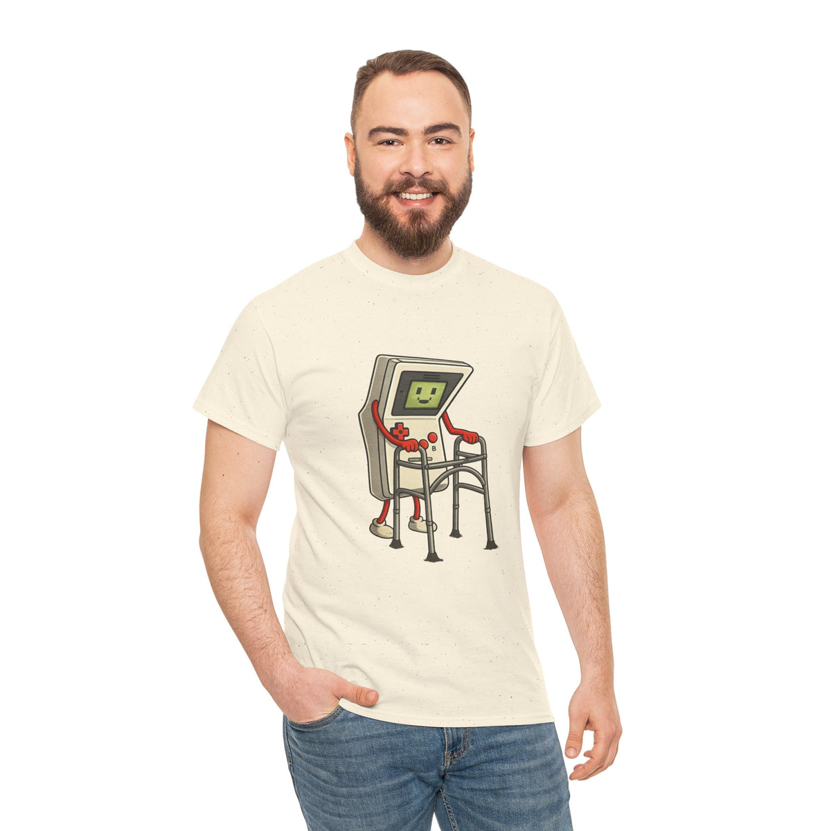 Aging Retro Gamer With Walker – Funny Old School Gamer Shirt