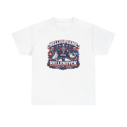 Helluva Game Hellebuyck USA Hockey Shirt – Red White Blue Goalie Tee