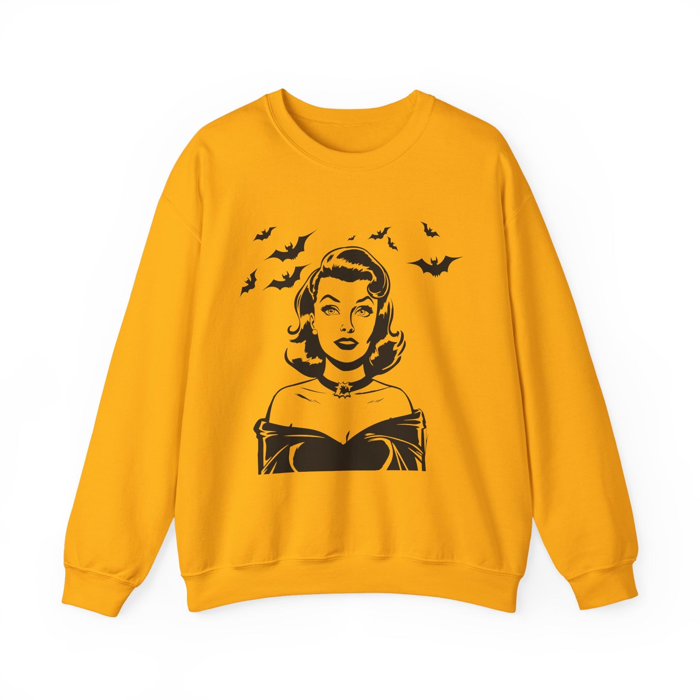 Vintage Halloween Woman Sweatshirt | Retro Bat Graphic Spooky Season Crewneck