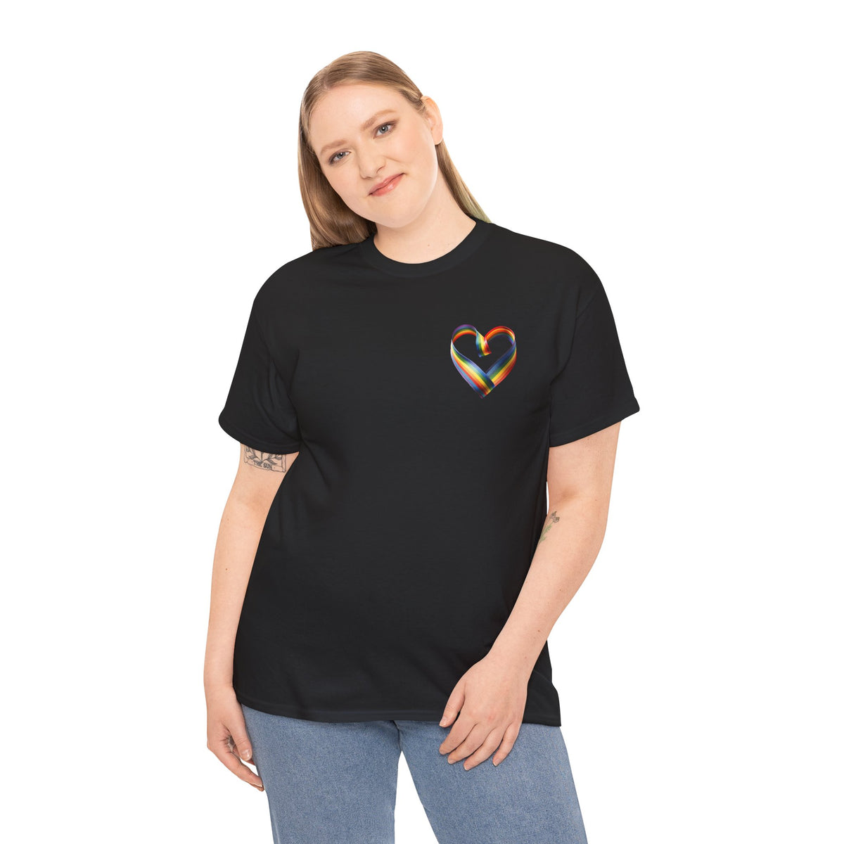 Minimalist Pride Heart T-Shirt – Subtle LGBTQ+ Rainbow Graphic Tee