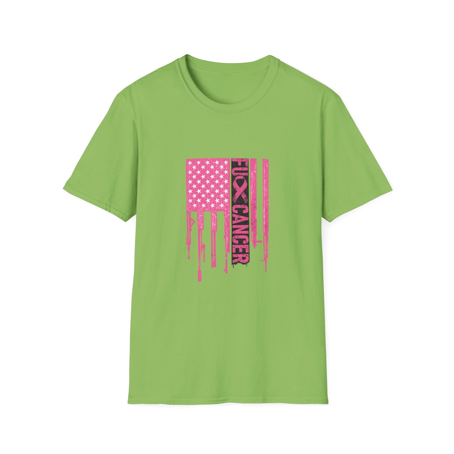 Breast Cancer Awareness Flag T-Shirt — Pink "Kick Cancer" Drip Design