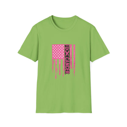 Breast Cancer Awareness Flag T-Shirt — Pink "Kick Cancer" Drip Design