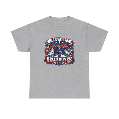 Helluva Game Hellebuyck USA Hockey Shirt – Red White Blue Goalie Tee